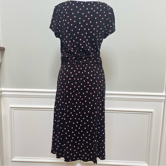 Boden Black and Pink Polka Dot Midi Dress - Picture 3 of 8